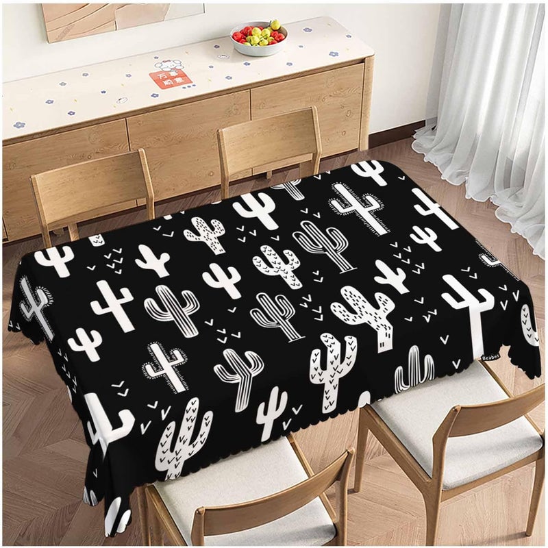 Beabes Cactus Dinner Tablecloth Table Cover Western Cactus Succulents 52x70 Inch Table Cloth DustProof Tablecloth Table Cover Protector for Home Restaurant Picnic Camping BBQ - Image 1