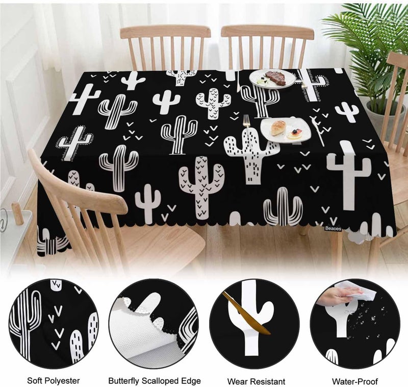 Beabes Cactus Dinner Tablecloth Table Cover Western Cactus Succulents 52x70 Inch Table Cloth DustProof Tablecloth Table Cover Protector for Home Restaurant Picnic Camping BBQ - Image 4