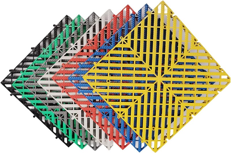 4 قطع من بلاط الأرضيات المتشابك للصرف، 15.74" × 15.74" × 1.18"، تصميم ذاتي الصرف، بلاط أرضيات متشابك نمطي للحمام والمرآب والطابق والفسحة (اللون: أخضر، الحجم: 4 قطع) - Image 1