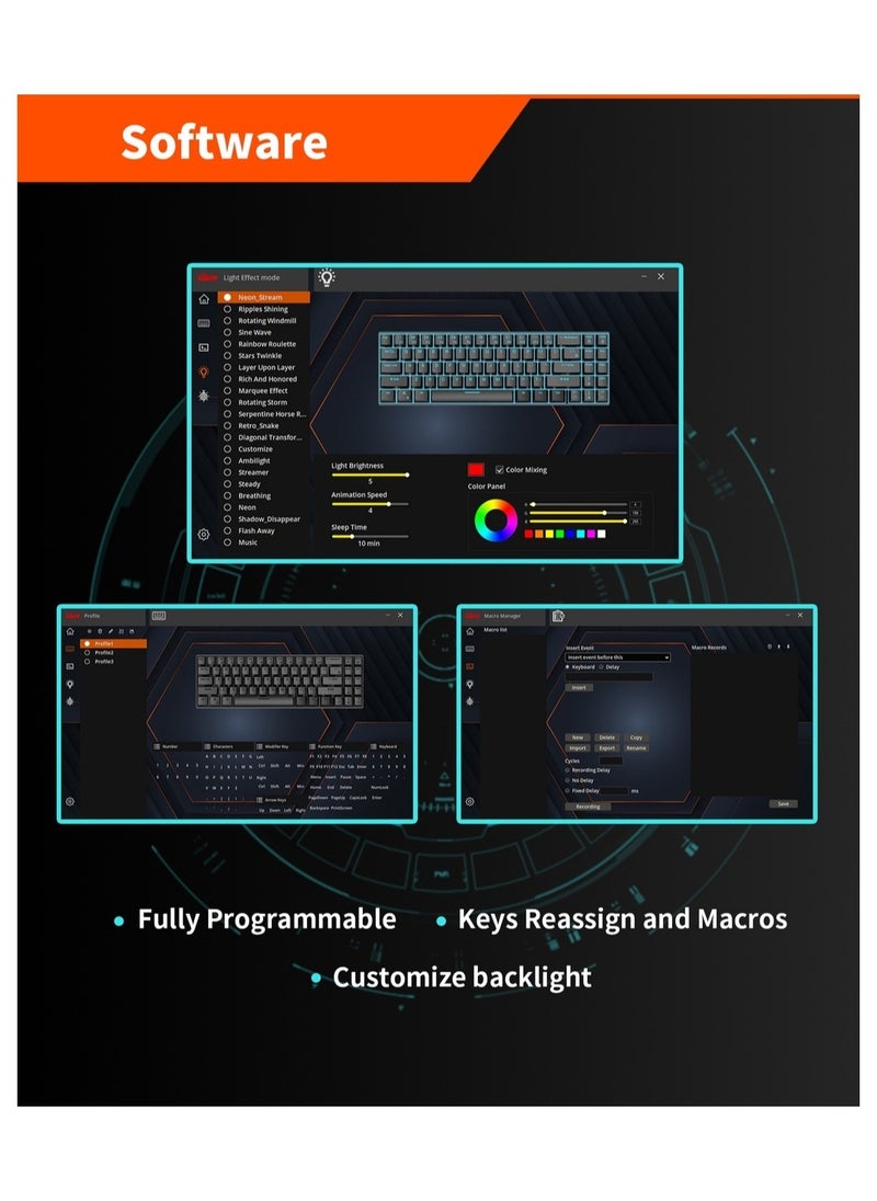 RK - TRI-MODE RGB 87 مفتاحًا لوحة مفاتيح ميكانيكية قابلة للتبديل السريع باللون الأسود (مفتاح بني) - Image 1