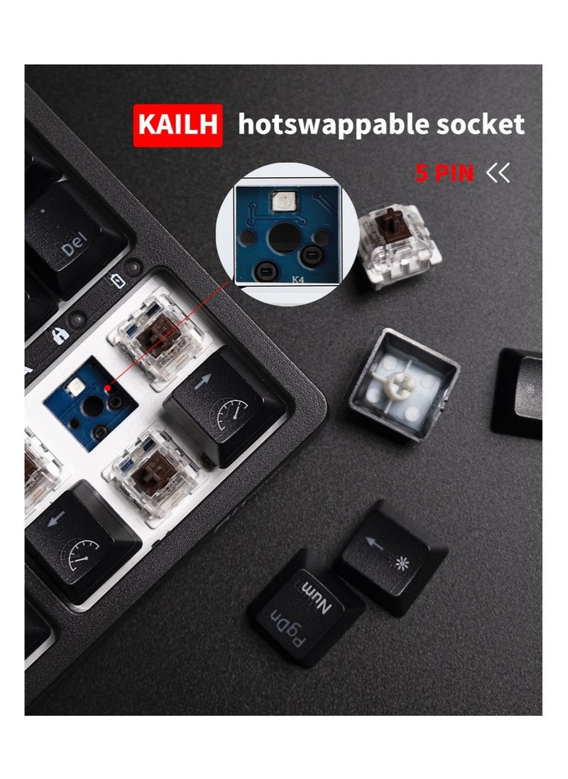 RK TRI-MODE RGB 87 مفتاحًا لوحة مفاتيح ميكانيكية قابلة للتبديل السريع باللون الأسود (مفتاح بني)  - Image 4