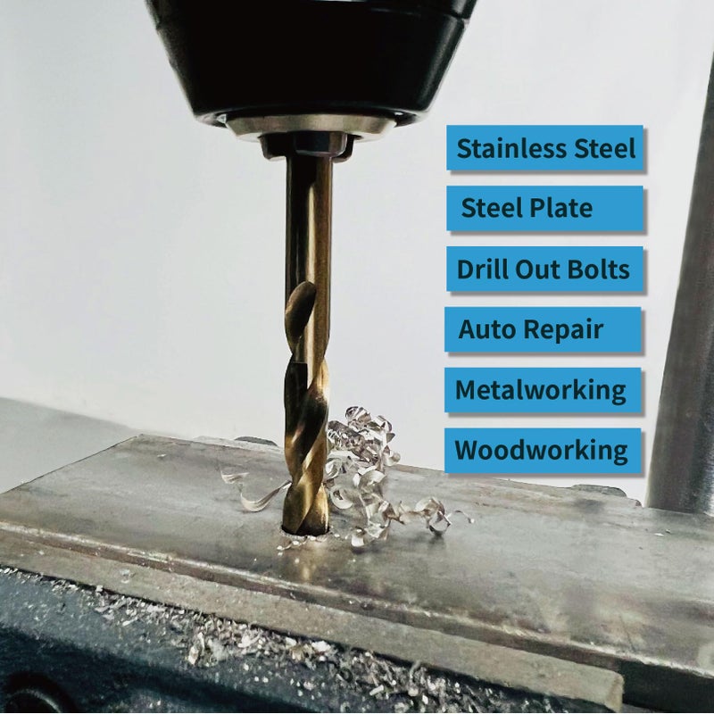 STROTON 5% Cobalt Drill Bit Set (1/16-3/8 Inch, 21PCS) for Stainless Steel, Hard Metal, Cast Iron, Plastic and Wood, M35 Hss Heavy Duty Twist Steel Drill Bits Index. - Image 3