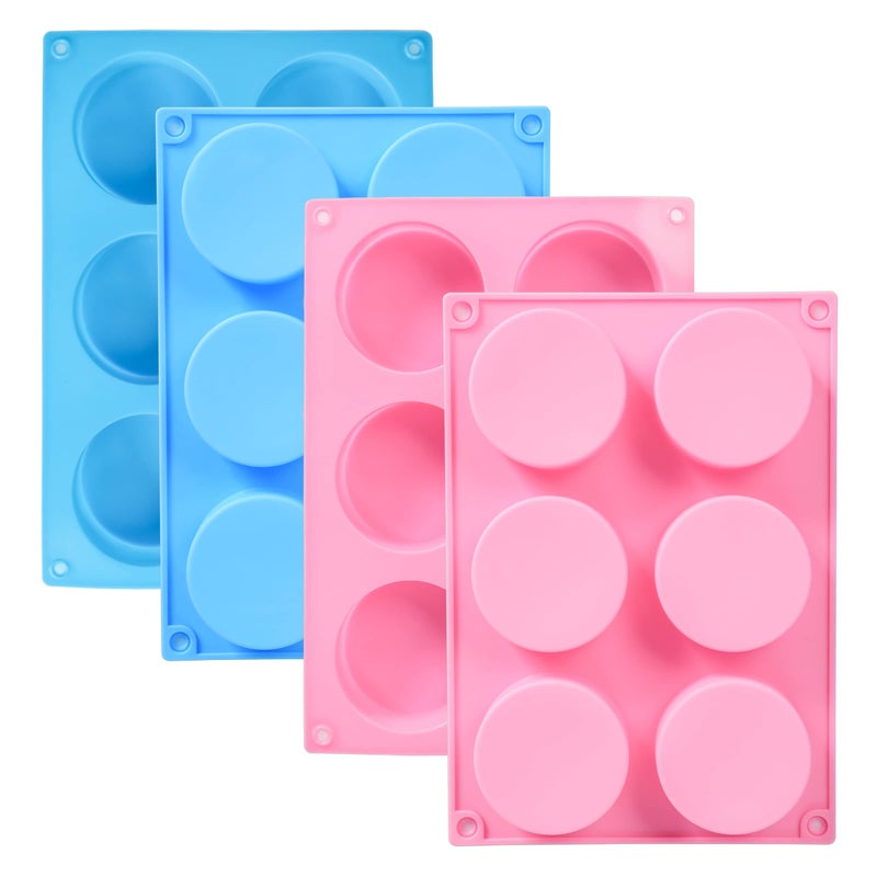 TDHDIKE Silicone Cookie Molds Round Cylinder Candy Chocolate Molds4 PCS Perfect Molds for Chocolate Covered Cupcake Candy Pudding Mini Soap Making 4 BluePink