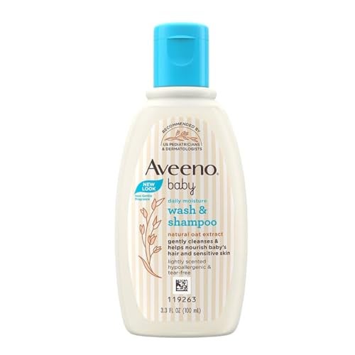 Aveeno Baby Daily Moisture Wash and Shampoo (100ml) | Cleanses hair & body | Oat kernel extract & glycerin | Tear-free, soap-free, paraben-free, hypoallergenic | US #1 Pediatrician recommended - Image 1