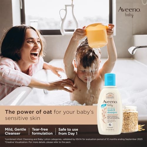 Aveeno Baby Daily Moisture Wash and Shampoo (100ml) | Cleanses hair & body | Oat kernel extract & glycerin | Tear-free, soap-free, paraben-free, hypoallergenic | US #1 Pediatrician recommended - Image 5
