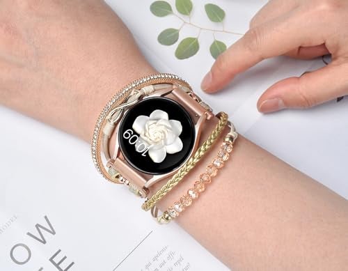 Fancywrist Boho Leather Bracelet for Samsung Galaxy Watch 8/7/6/5/4 Band 40 44mm Women, 20mm Cute Beaded Multilayer Strap for Galaxy Watch 8 Classic 6 4 Classic 43mm 47mm 42mm 46mm/Watch 5 Pro 45mm /Active2 - Image 4