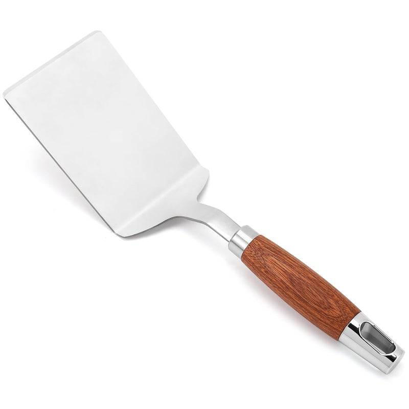 Vayvnt Stainless Steel Spatula Turner, Vayvnt Heavy Duty Metal Griddle Spatula for Cast Iron, Kitchen Flipper for Turning Serving, Beveled Edge & Wooden Handle, Great for Egg, Pancake, Fish, Cake, Burger - Image 1