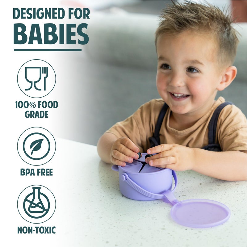 vaanshie Silicone No Spill Snack Cups for Toddlers â€“ Portable Baby Snack Cup Containers with Dustproof Lid â€“ Dishwasher-Friendly Toddler Spill Proof Cups Without BPA, Lead, or Phthalates â€“ Blue and Pink - Image 4