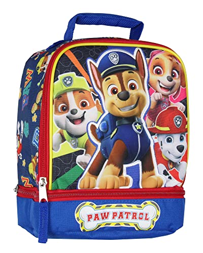 Bioworld Paw Patrol Lunch Box Skye Rubble Chase Marshall Insulated Dual Compartment Kids Lunch Bag Tote - Image 1