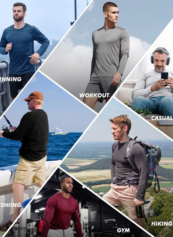 BOOJO 7 Pack Long Sleeve Shirts for Men - Quick Dry Moisture Wicking Sun Protection UV UPF T-Shirts for Fishing Workout Gym - Image 2