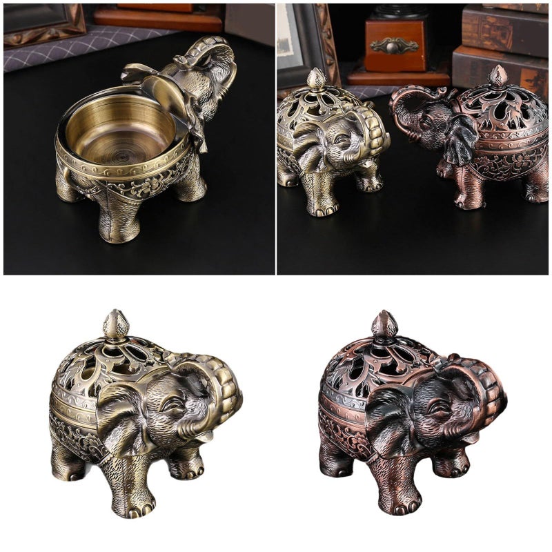 Qinggu Incense Cones Coils Burner With Lid Ashtray Elephant Statue Zinc Alloy Home Decor For Office Living - Image 3