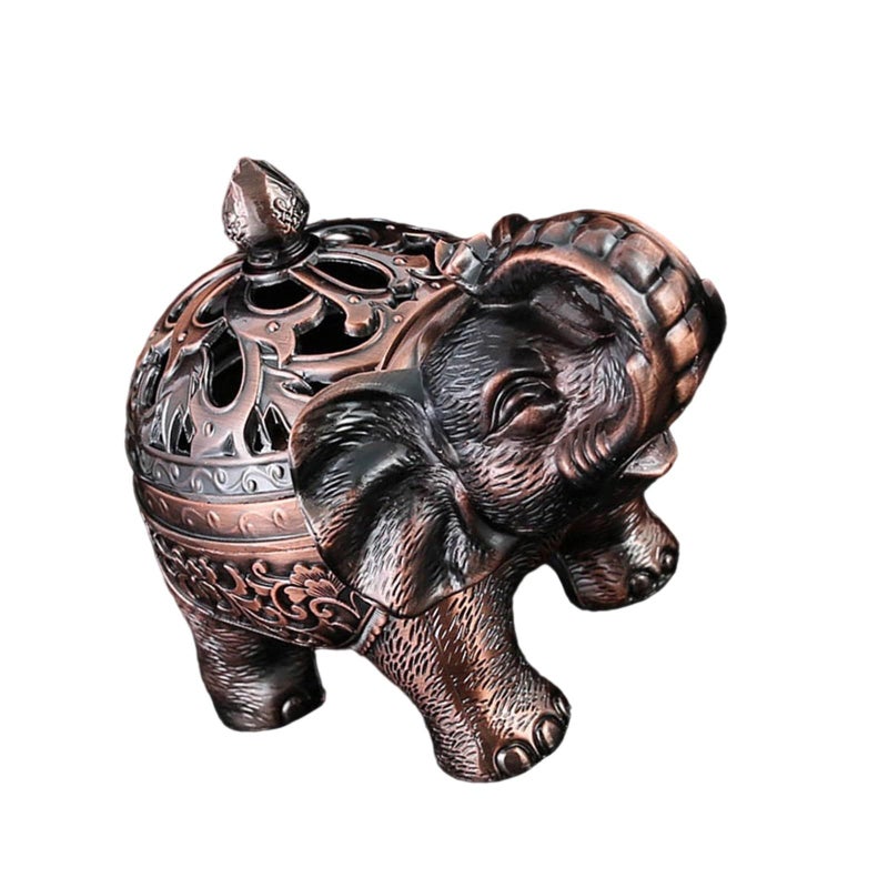 Qinggu Incense Cones Coils Burner With Lid Ashtray Elephant Statue Zinc Alloy Home Decor For Office Living - Image 5