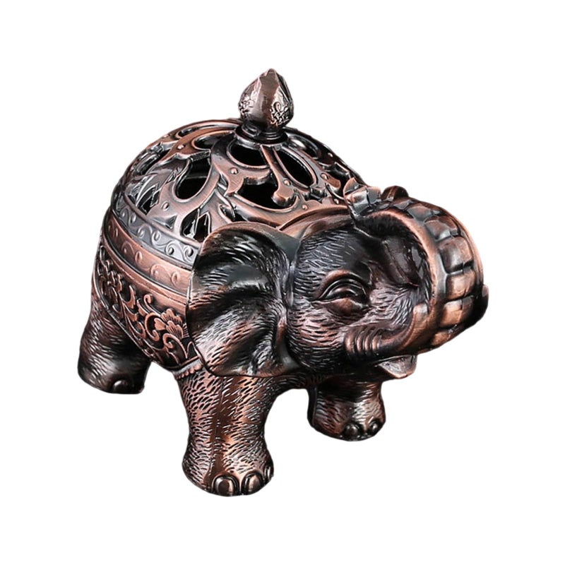 Qinggu Incense Cones Coils Burner With Lid Ashtray Elephant Statue Zinc Alloy Home Decor For Office Living - Image 2