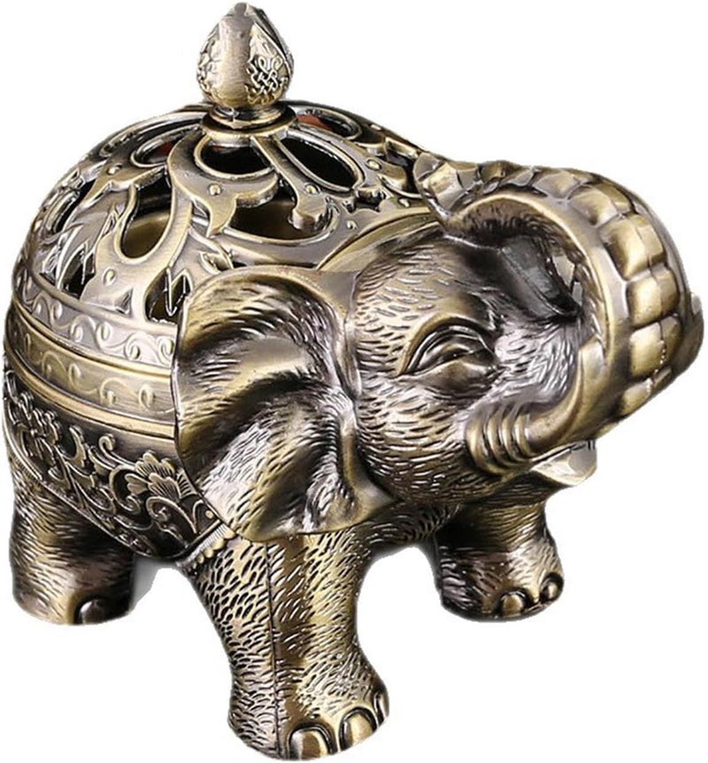 Qinggu Incense Cones Coils Burner With Lid Ashtray Elephant Statue Zinc Alloy Home Decor For Office Living - Image 1