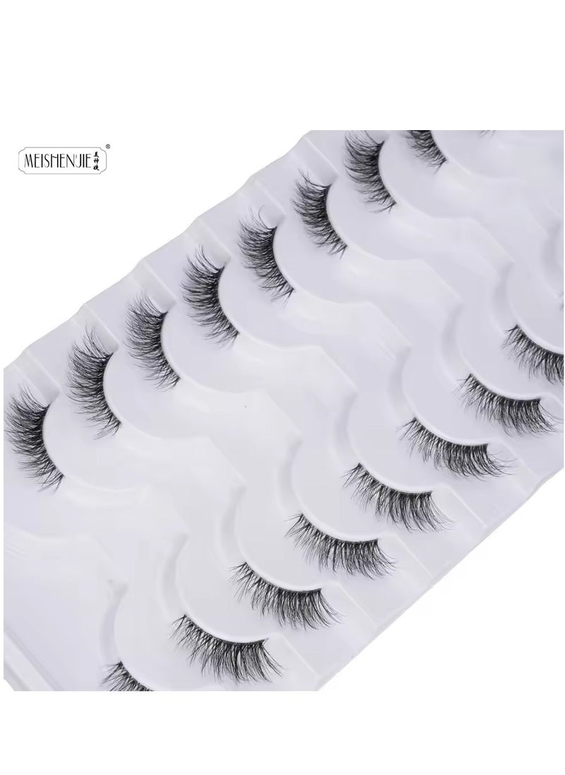 Generic - Natural-Looking Cat Eye Lashes, 10 Pairs of 3D Faux Fur Lashes, Lightweight and Reusable False Eyelashes - Image 1