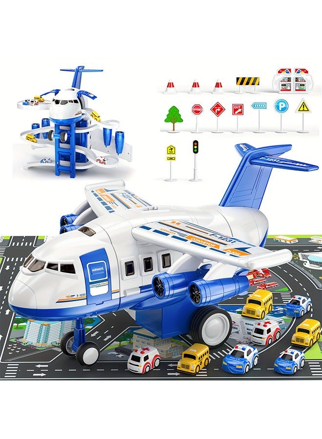 Kids Airplane Car Toys Simulation Inertia Aircraft Music Stroy With Light Passenger Plane Diecasts Kids Educational Toy - Image 1