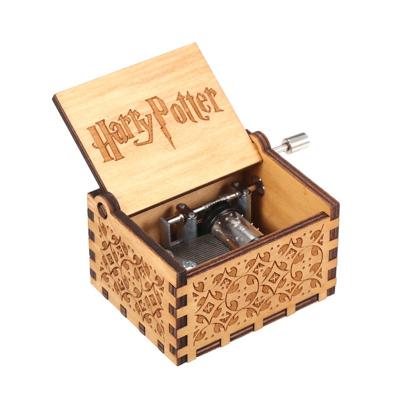 Harry Potter Wood Music Box Mini Vintage Engraved Hand-Operated Musical Box Birthday Christmas Valentine's Day Exquisite Gift - Image 2