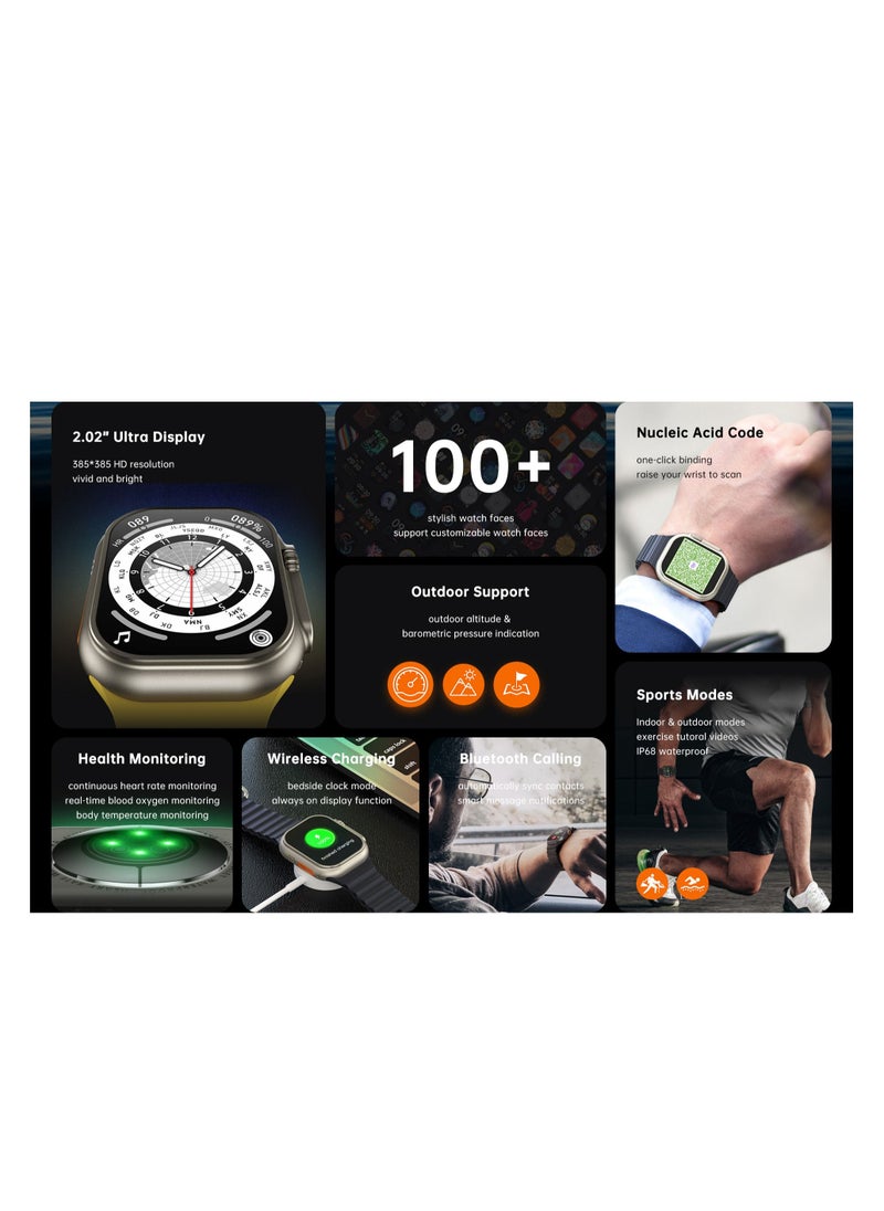 AROAQ - W800 Ultra  Personalized Smartwatch 2.05 Inch Screen Display 380mAh Battery AI Assistance Feature Bluetooth Calling Wireless Charging  Smart Watch - Image 1