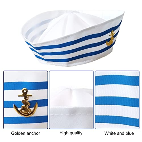 Timisea 6PCS White sailor hats and scarf,Yacht Captain Sailor Costume Accessories for Halloween Navy themed party Marine Sailor outfit Sailor Women Men - Image 3