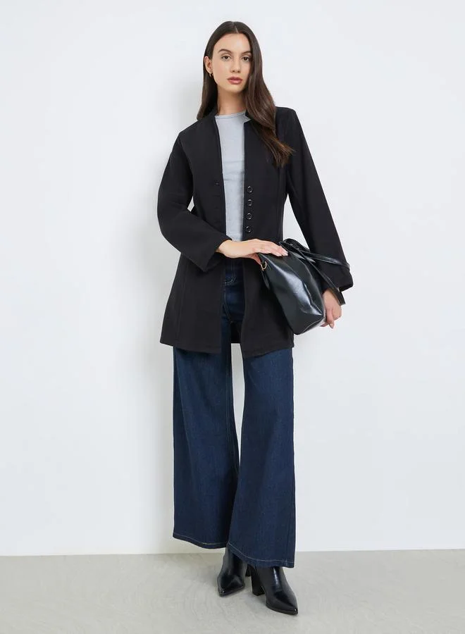 تايك تو جاكيت نسائي سادة ضيق بأكمام طويلة