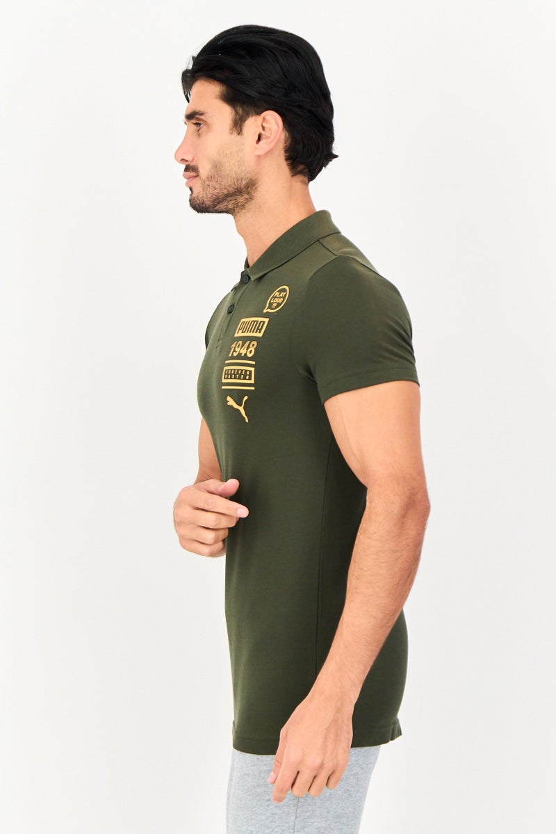 PUMA Men Slim Fit Short Sleeve Outdoor Polo Shirt, Olive - Image 3
