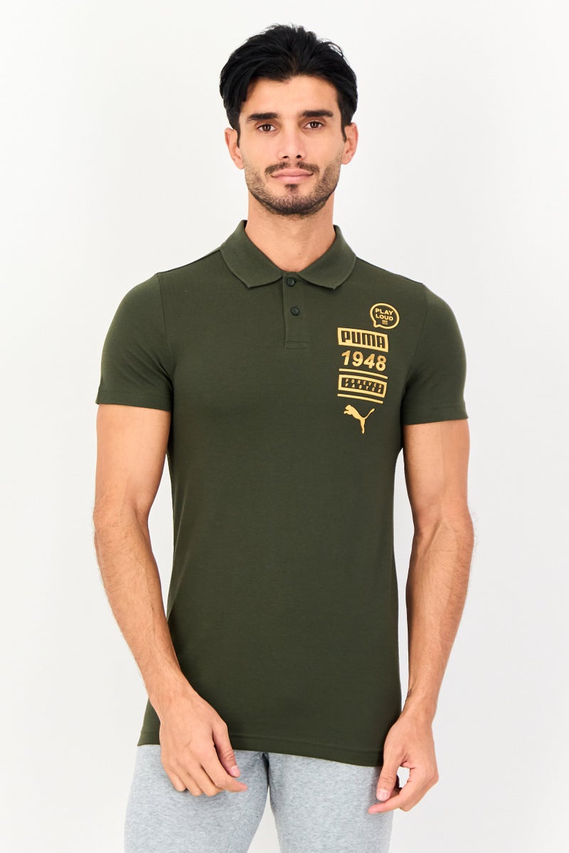 PUMA Men Slim Fit Short Sleeve Outdoor Polo Shirt, Olive - Image 1