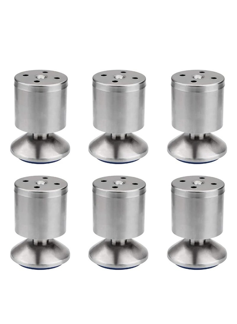 KASTWAVE Stainless Steel Furniture Legs, Adjustable Sofa Legs Cabinet Table Feet, Adjustable Furniture Feet Mat for Sofa Cabinet Cupboards Breakfast Bar Worktop TV Desk Legs, 50 x 80mm, 6 Pcs - Image 1