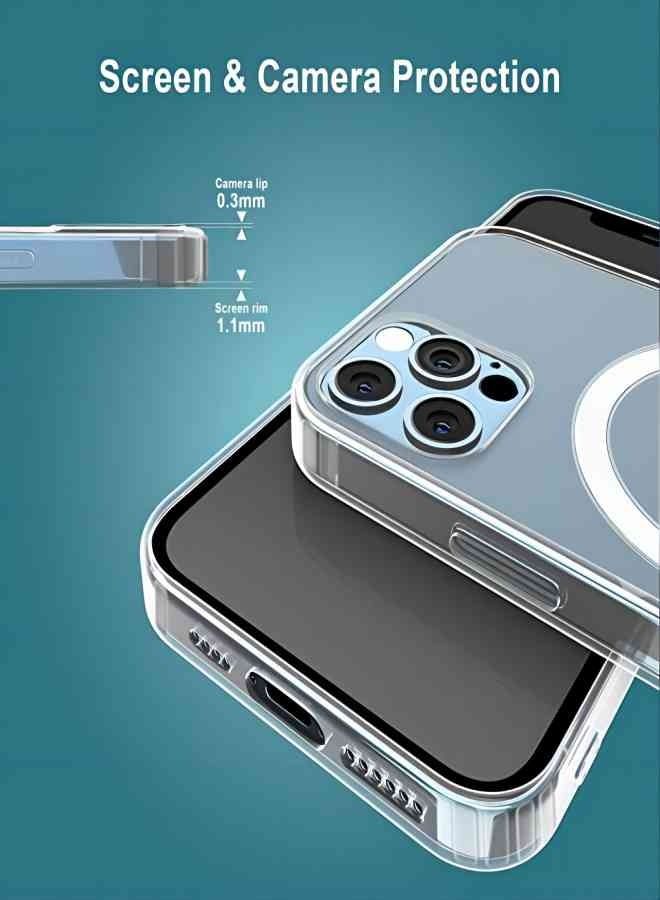 ESCASE Suitable for iPhone 13 Pro Max Magsafe Case 6.7 inch Slim Magnetic Case Anti-Yellowing Anti-Shock Anti-Drop Hard Back Crystal Phone Case  - Image 5