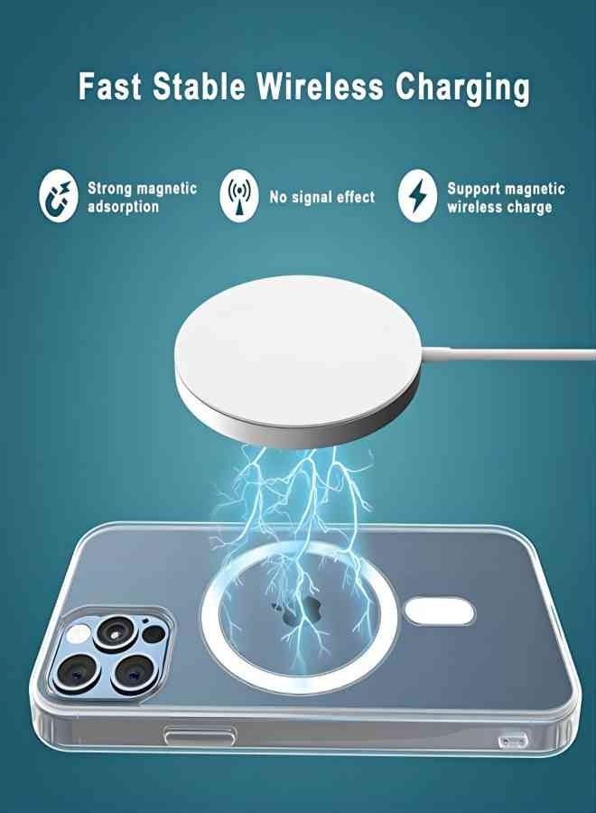 ESCASE Suitable for iPhone 13 Pro Max Magsafe Case 6.7 inch Slim Magnetic Case Anti-Yellowing Anti-Shock Anti-Drop Hard Back Crystal Phone Case  - Image 4