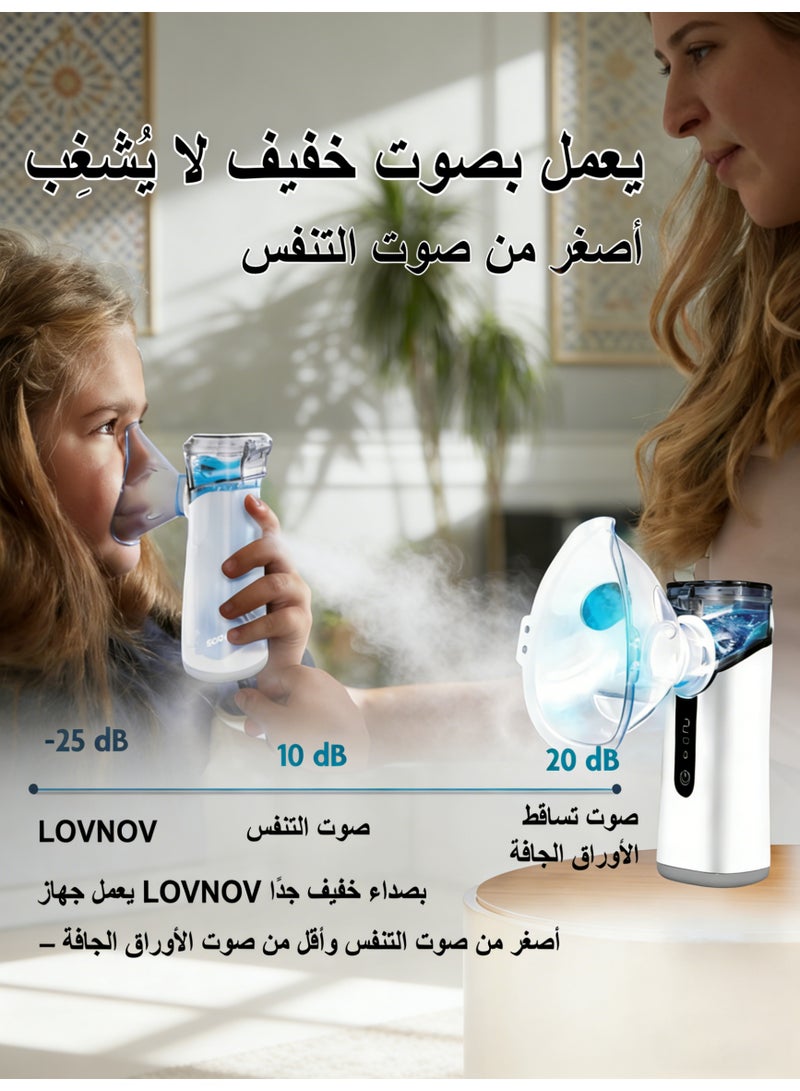 LOVNOV Portable Mesh Nebulizer Machine for Adults & Kids, Ultra-Quiet Ultrasonic Nebulizer with Automatic Cleaning, Home & Travel Use - Image 4