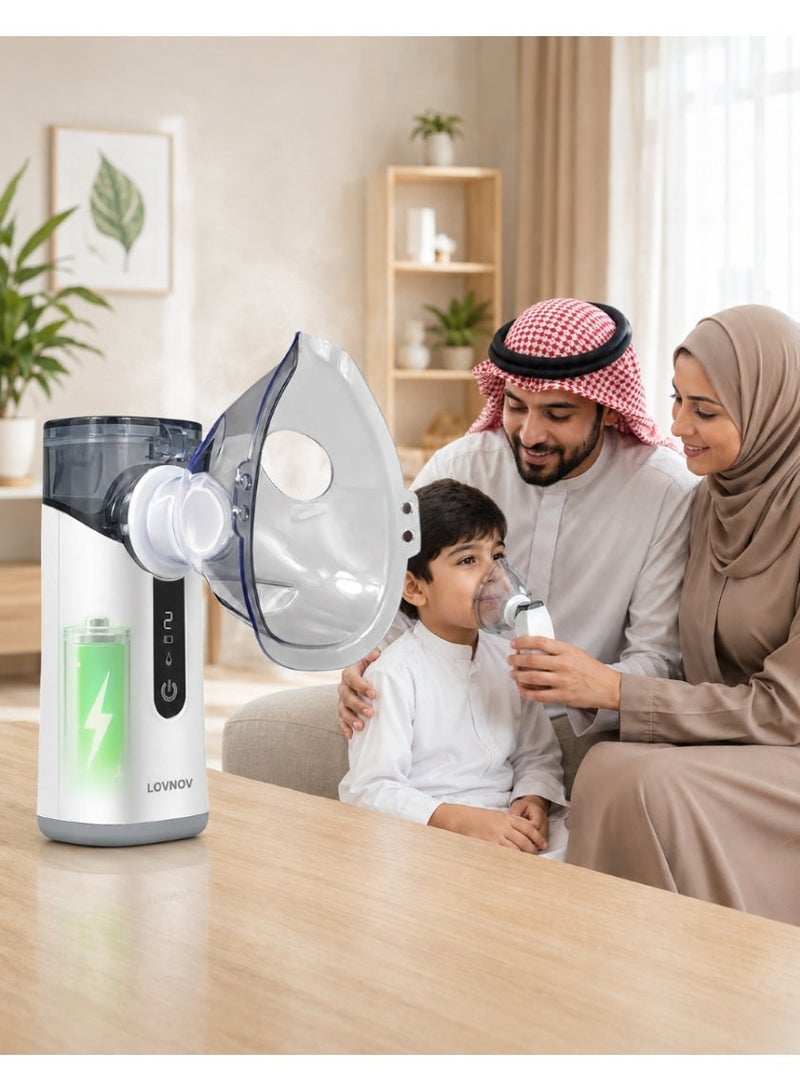 LOVNOV Portable Mesh Nebulizer Machine for Adults & Kids, Ultra-Quiet Ultrasonic Nebulizer with Automatic Cleaning, Home & Travel Use - Image 2