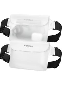 Spigen Aqua Shield Waterproof Pouch Bag A620 (2-Pack) Dry Bag with Adjustable Waist Strap for Beach Swimming Fishing Camping Canoeing Hiking Kayaking Paddle Boarding & Boating - Snow White [2 PACK]  - Image 1