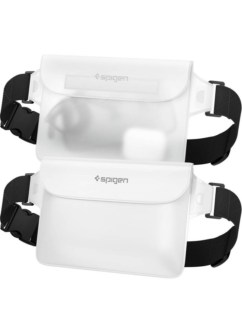 Spigen Aqua Shield Waterproof Pouch Bag A620 (2-Pack) Dry Bag with Adjustable Waist Strap for Beach Swimming Fishing Camping Canoeing Hiking Kayaking Paddle Boarding & Boating - Snow White [2 PACK]  - Image 1