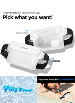 Spigen Aqua Shield Waterproof Pouch Bag A620 (2-Pack) Dry Bag with Adjustable Waist Strap for Beach Swimming Fishing Camping Canoeing Hiking Kayaking Paddle Boarding & Boating - Snow White [2 PACK]  - Image 2