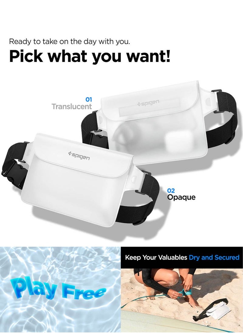 Spigen Aqua Shield Waterproof Pouch Bag A620 (2-Pack) Dry Bag with Adjustable Waist Strap for Beach Swimming Fishing Camping Canoeing Hiking Kayaking Paddle Boarding & Boating - Snow White [2 PACK]  - Image 2