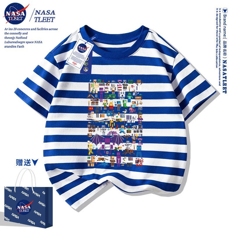 Nasa Co-Brand New All-Match Pure Cotton Base Shirt Summer Men'S And Women'S Children'S Wear Simple Fashionable Short-Sleeved Cottful Fear T-Shirt - Image 1