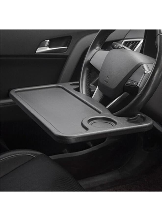 Multi-Functional Car Steering Wheel Table，Car Steering Wheel Desk for Laptop,Multipurpose Travel Car Accessories, Steering Wheel Under Table Console(Black) - Image 2