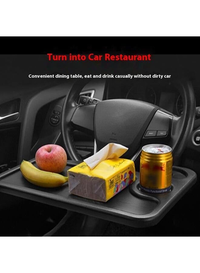 Multi-Functional Car Steering Wheel Table，Car Steering Wheel Desk for Laptop,Multipurpose Travel Car Accessories, Steering Wheel Under Table Console(Black) - Image 3