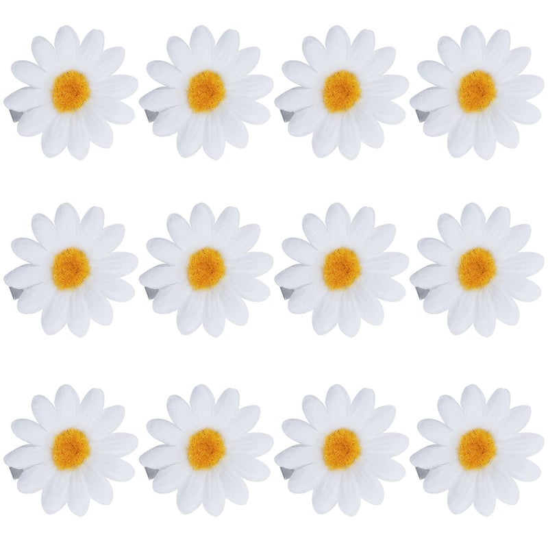 Framendino, 12 Pack Daisy Hair Clips Flower Barrettes Pins for Wedding Accessories - Image 1