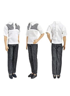 E-TING E-TING 3 Sets Fashion Casual Wear Plaid Doll Clothes Jacket Pants Outfits with 3 Pairs Shoes for 12 Inches boy Dolls  - Image 4