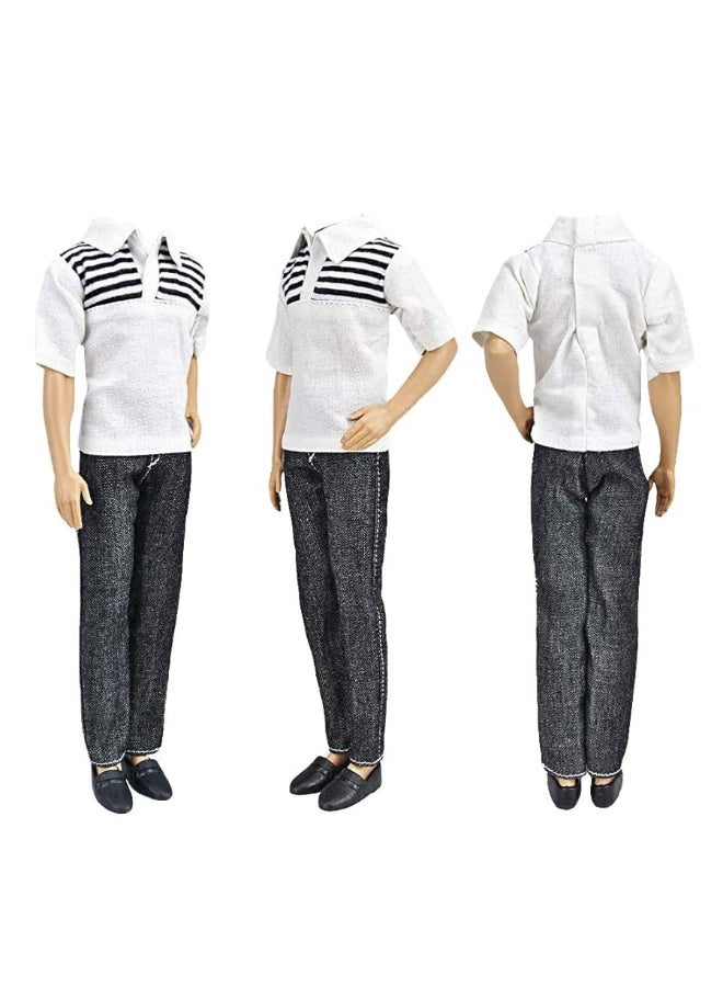 E-TING 3 Sets Fashion Casual Wear Plaid Doll Clothes Jacket Pants Outfits with 3 Pairs Shoes for 12 Inches boy Dolls - Image 4