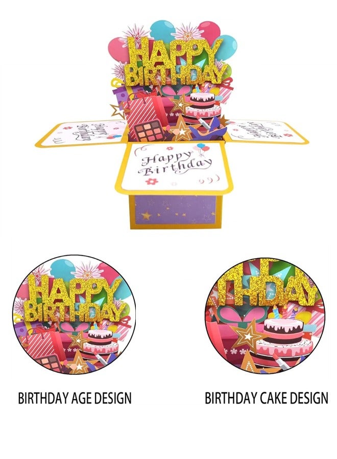 بطاقة عيد ميلاد سعيد ثلاثية الأبعاد، بطاقات تهنئة منبثقة ورقية ل مع بطاقة فارغة ومغلف، هدية عيد ميلاد فريدة للنساء والرجال والأطفال زوج وزوجة وأم وأب وابنة - Image 3