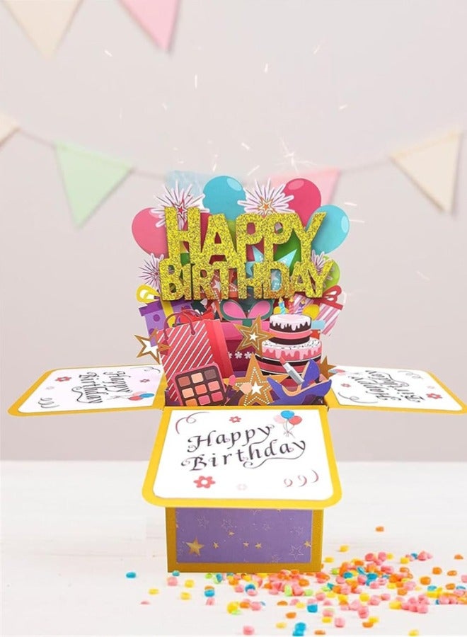 بطاقة عيد ميلاد سعيد ثلاثية الأبعاد، بطاقات تهنئة منبثقة ورقية ل مع بطاقة فارغة ومغلف، هدية عيد ميلاد فريدة للنساء والرجال والأطفال زوج وزوجة وأم وأب وابنة - Image 5