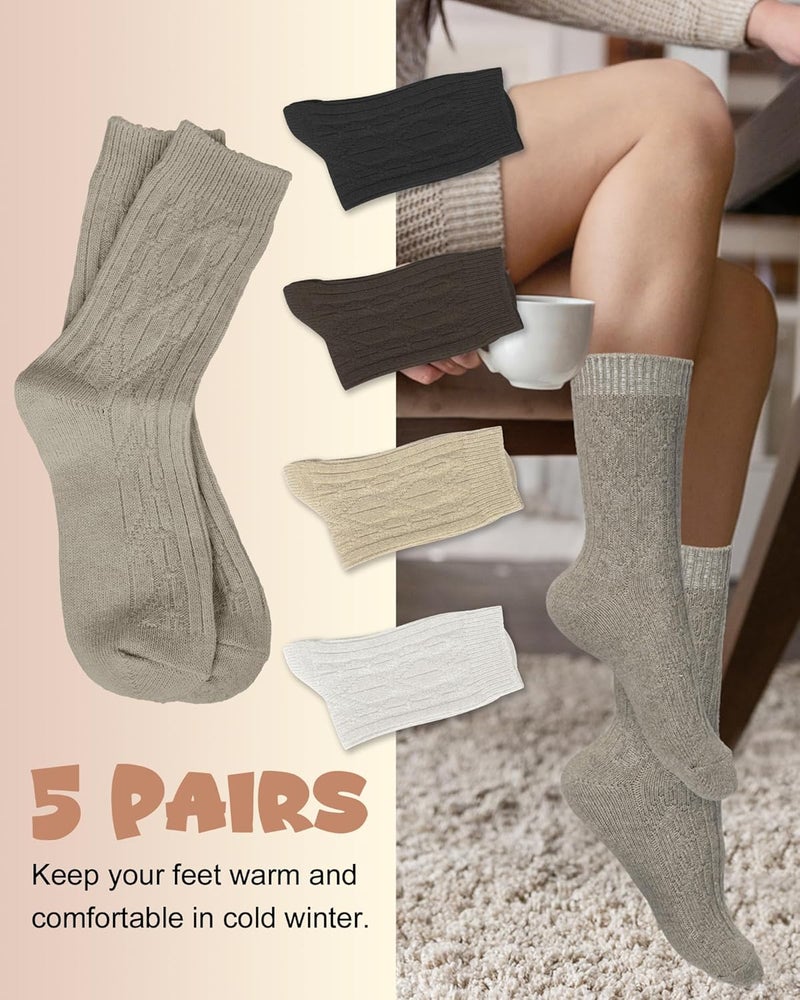 YSense Womens Wool Socks, Winter Boot Socks Stocking Stuffers Gifts for Women Men Warm Crew for Hiking - Image 4