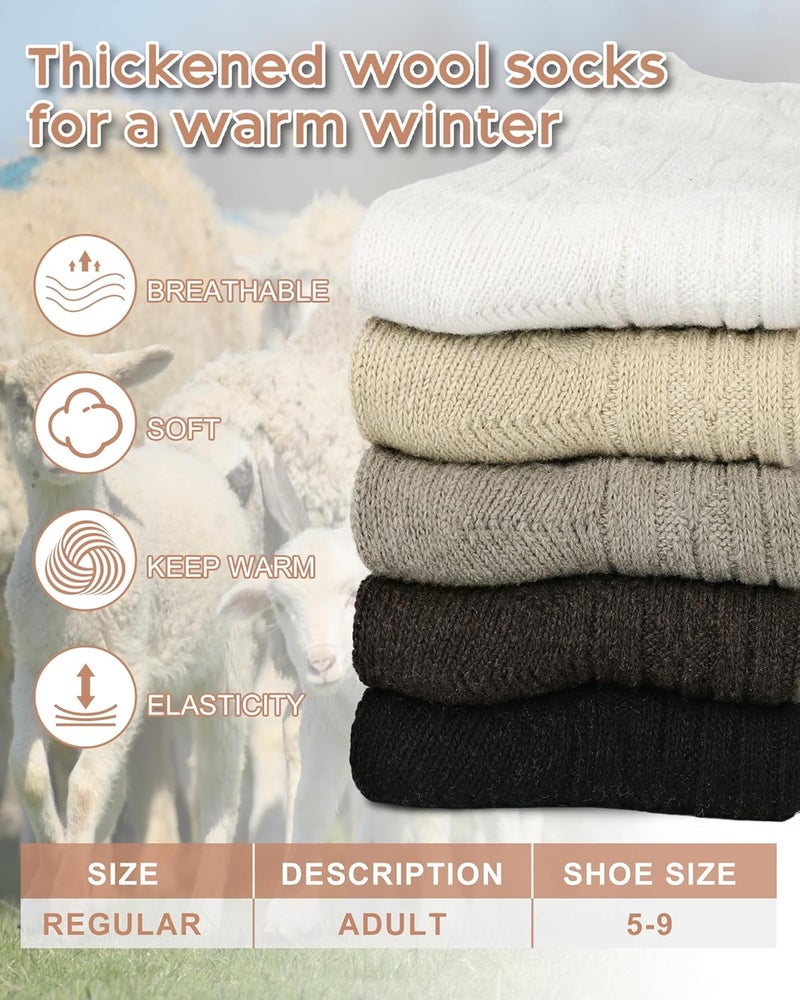 YSense Womens Wool Socks, Winter Boot Socks Stocking Stuffers Gifts for Women Men Warm Crew for Hiking - Image 3