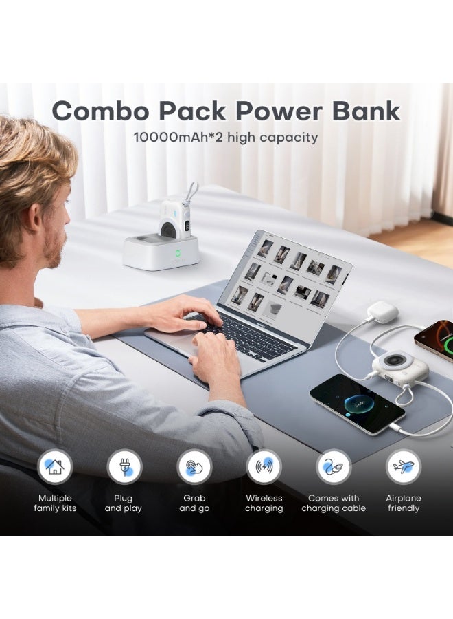 Domars 2-in-1 Magnetic Battery Pack, 10000mAh Magnetic Power Bank, 22.5W PD Fast Charging Wireless Portable Charger with Lightning and Type-C Cable LED Display, Includes Charging Cable, Travel Charger External Battery Pack Compatible with iPhone 17/16/15/14/13/12 Series And Type-c Magsafe (Black) - Image 3