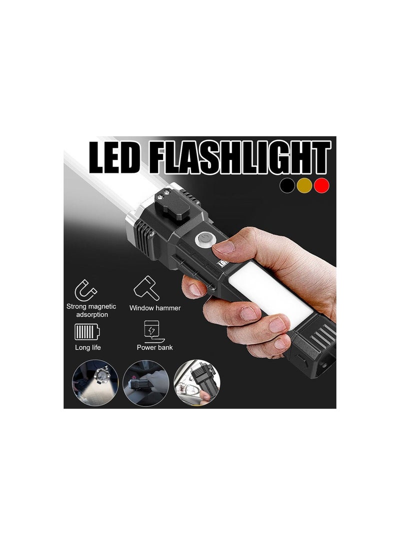 Generic Torch Lights,4 Modes Portable Rechargeable Emergency Led Flashlight Long Distance Beam Range With Power Bank,Hammer And Strong Magnets,Window Glass And Seat Belt Cutter 8 In 1  - Image 5