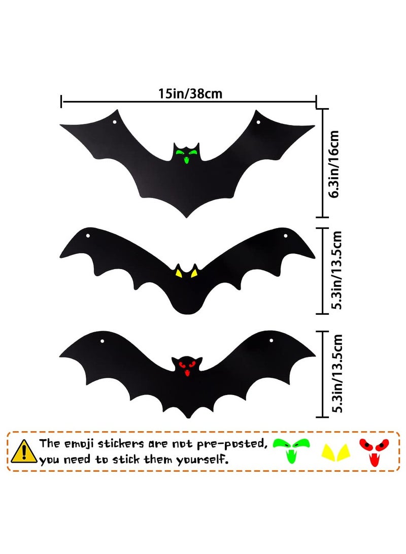 جورونب ديكورات الخفافيش المعلقة، 12 قطعة من الخفافيش الطائرة المزيفة ثلاثية الأبعاد الواقعية الكبيرة السوداء المعلقة المرعبة لحديقة المنزل أو الحديقة الخارجية - Image 2