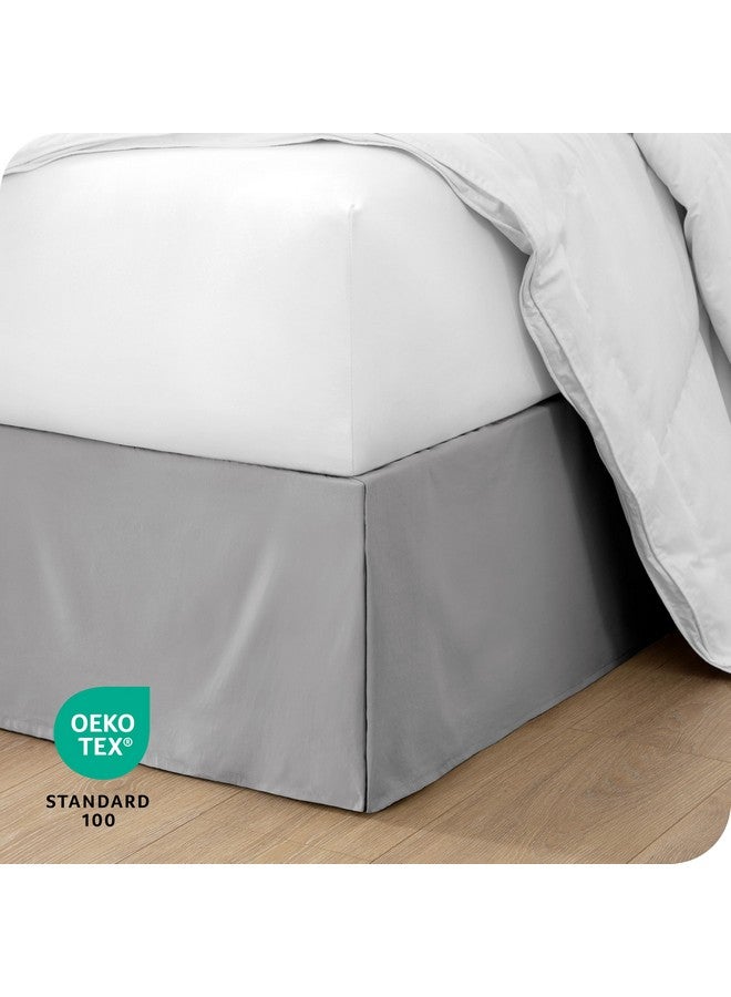 Bare Home Bare Home Bed Skirt Double Brushed Premium Microfiber, 15-Inch Tailored Drop Pleated Dust Ruffle, 1800 Ultra-Soft, Shrink and Fade Resistant (Queen, Light Grey) - Image 5