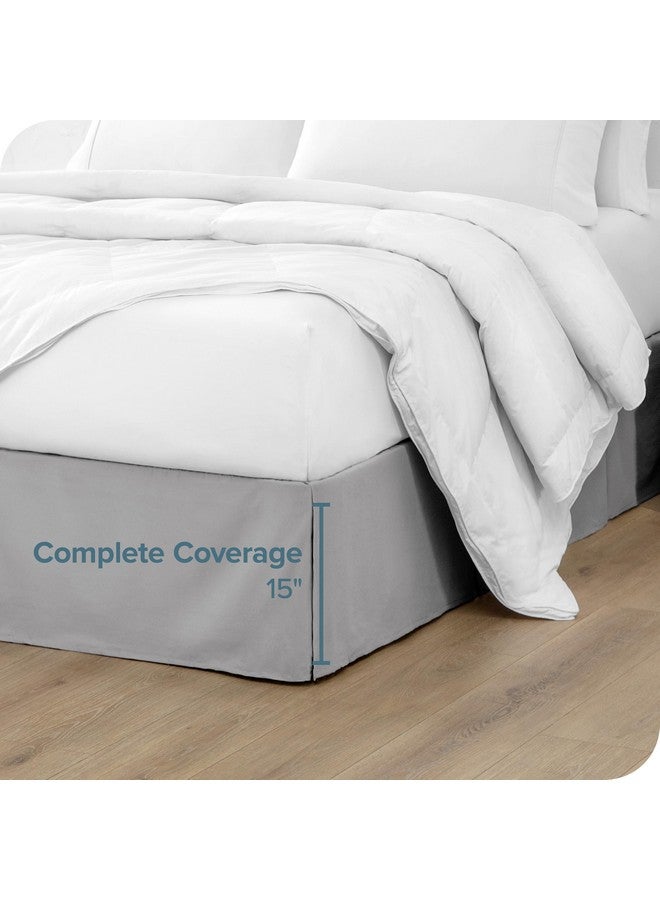 Bare Home Bare Home Bed Skirt Double Brushed Premium Microfiber, 15-Inch Tailored Drop Pleated Dust Ruffle, 1800 Ultra-Soft, Shrink and Fade Resistant (Queen, Light Grey) - Image 4